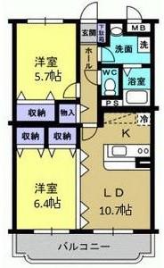 華美が丘 プルミエ(2LDK/4階)の間取り写真