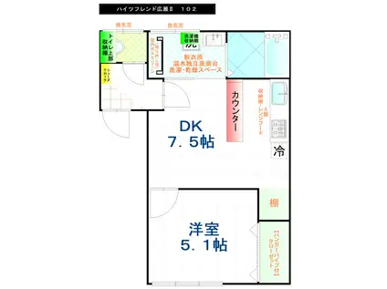 ハイツフレンド広瀬IIB(1DK/1階)の間取り写真