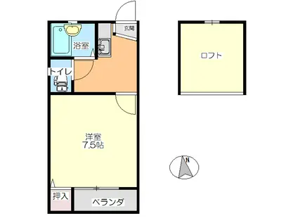 寿ハイツA棟(1K/2階)の間取り写真