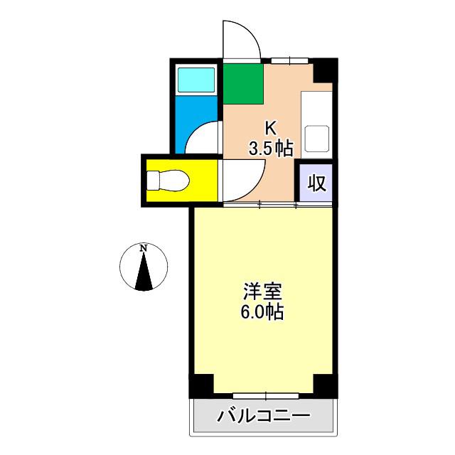 ドエル寿(1K/3階)の間取り写真