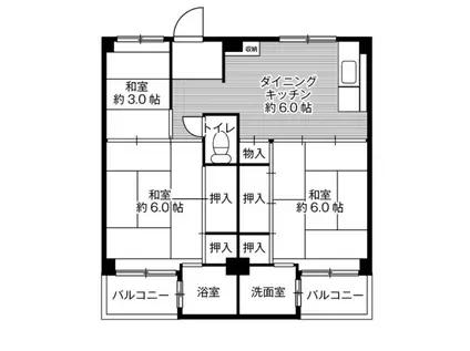 ビレッジハウス加賀田(3DK/3階)の間取り写真