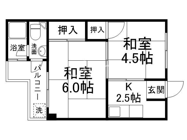 コーポ三谷(2K/2階)の間取り写真