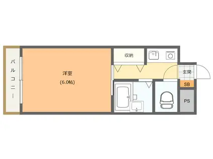 エクセレント上新8(1K/4階)の間取り写真