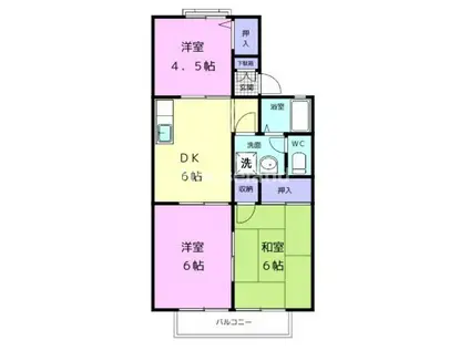 ヤマイチPLAZAセジュール2番館(3DK/2階)の間取り写真