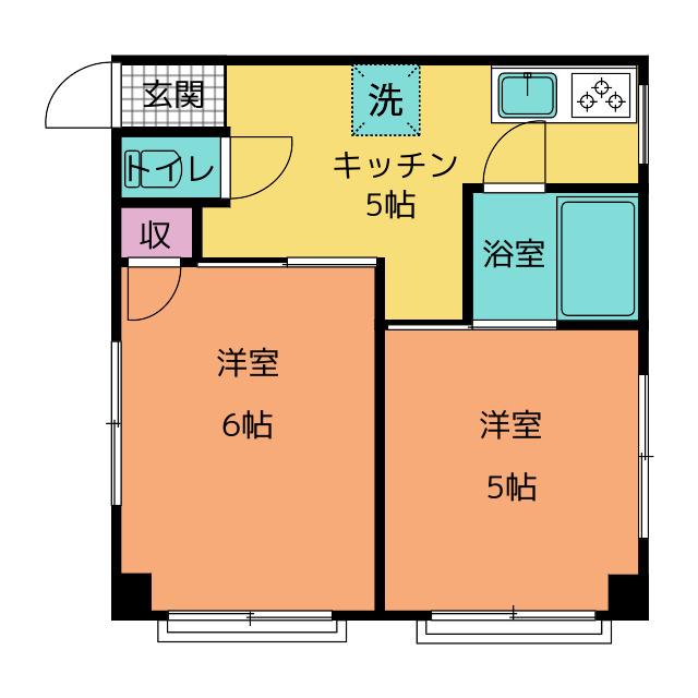 コーポコバヤシ上北沢(2K/2階)の間取り写真