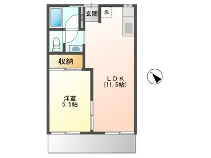 カーサ・イヌイ(1LDK/1階)の間取り写真