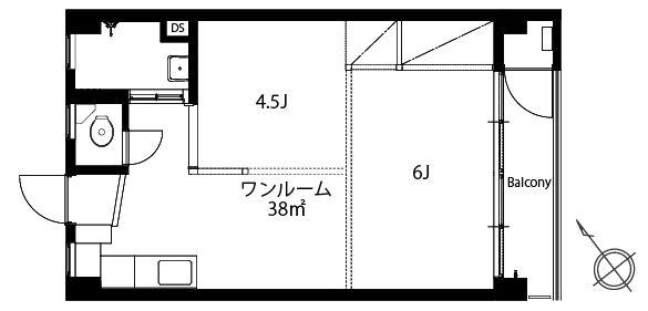 青南マンション(ワンルーム/3階)の間取り写真