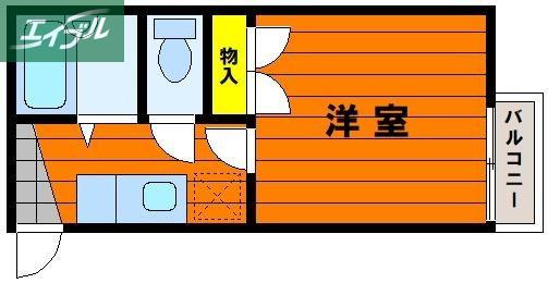 ウッディバード(1K/1階)の間取り写真