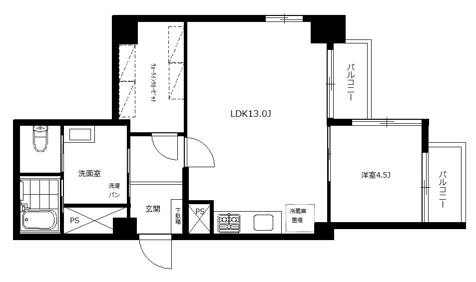 原宿ビューパレー(1LDK/5階)の間取り写真