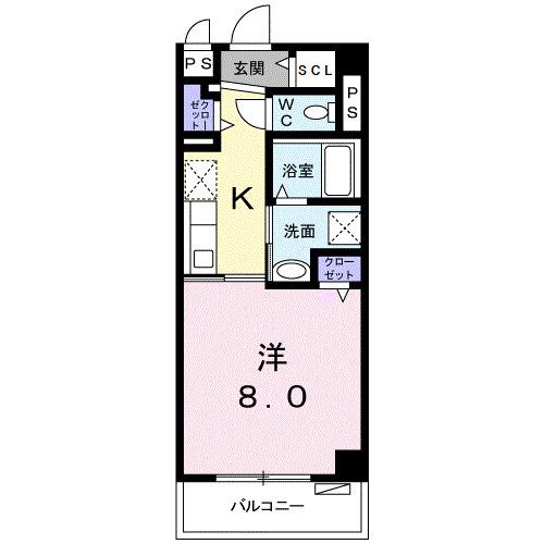 アンドーバーテラス金城 サウス(1K/1階)の間取り写真