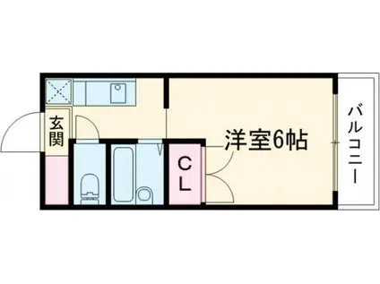 エステートピア セルベイユII(1K/1階)の間取り写真