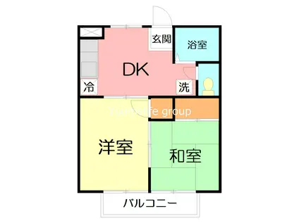 ハイツシュガー(2DK/1階)の間取り写真