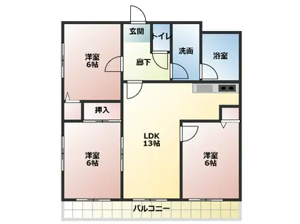 エスペランサ(3LDK/4階)の間取り写真