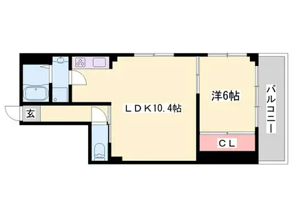 コーポ有本(1LDK/2階)の間取り写真