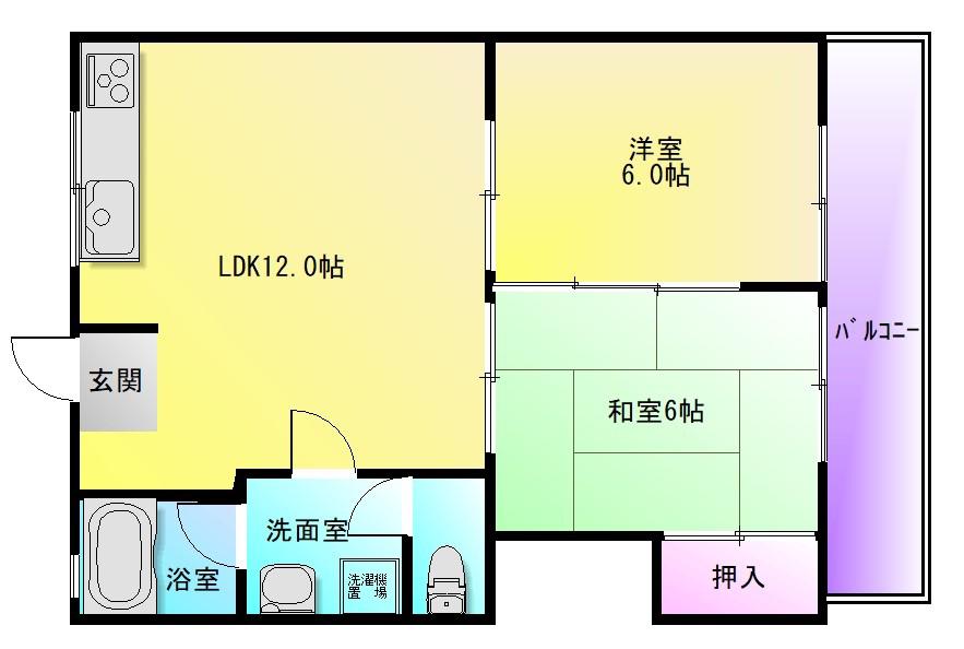 ニュータウン中田(2LDK/2階)の間取り写真