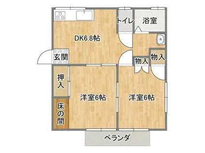 SSハイツ 郷ケ丘(2DK/2階)の間取り写真