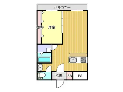 班目グリーンハイツ(1LDK/1階)の間取り写真