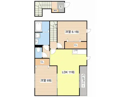モン・マリーノIII(2LDK/2階)の間取り写真