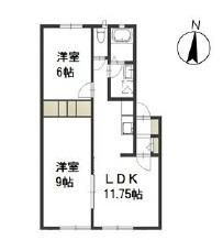 ベルリード平野A(2LDK/1階)の間取り写真