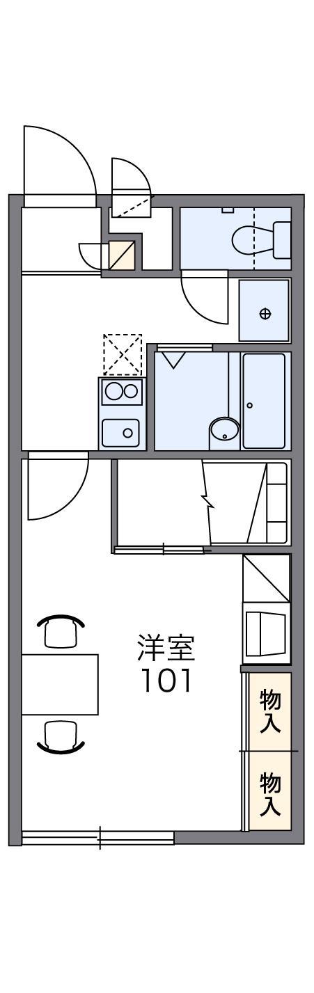 レオパレス北平野(1K/1階)の間取り写真