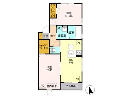 D-ROOM コートヤード KOBUS II101(2DK/1階)の間取り写真