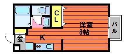 セジュール酒津(1K/1階)の間取り写真