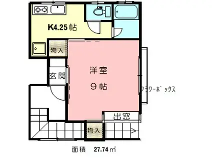 コテージひらの(1K/2階)の間取り写真