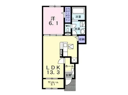 ルミネスIII(1LDK/1階)の間取り写真