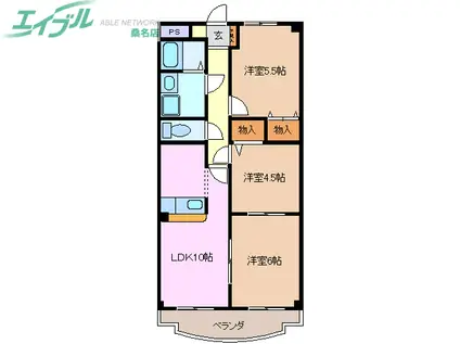 ハッピー2000稲場(3LDK/3階)の間取り写真