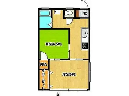 大倉コーポ(2K/1階)の間取り写真