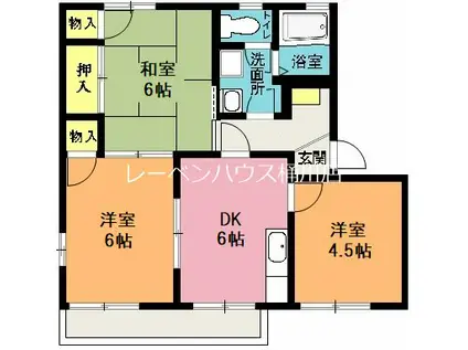 ビューラー四番館(3DK/1階)の間取り写真