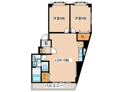 ハイツニシダ(2LDK/1階)の間取り写真