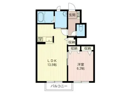 ヴァンベールIII(1LDK/1階)の間取り写真