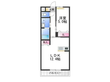 プランドール(1LDK/2階)の間取り写真