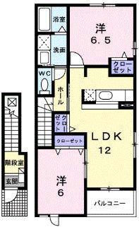 ラルジュグリーンD(2LDK/2階)の間取り写真