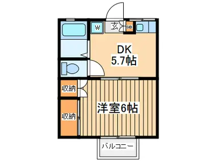 ジェイハイム金井(1DK/2階)の間取り写真