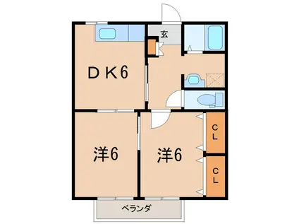 ハイツ東舞子II(2DK/2階)の間取り写真
