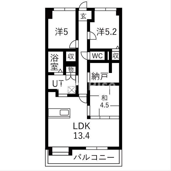 ダイアパレス江南(3LDK/5階)の間取り写真