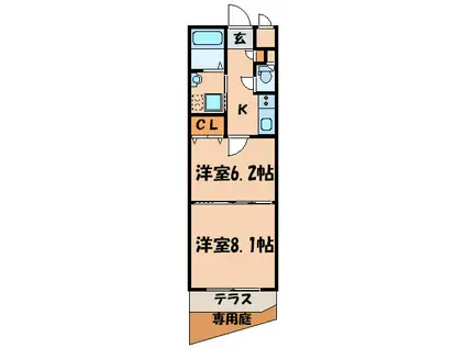 コンフォルト小倉(2K/1階)の間取り写真