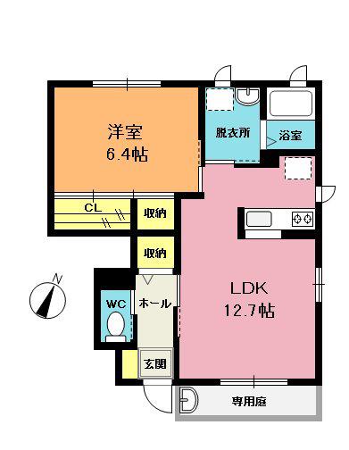シャテーニュ ノール(1LDK/1階)の間取り写真