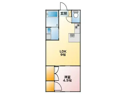 40-KINUTA(1LDK/2階)の間取り写真