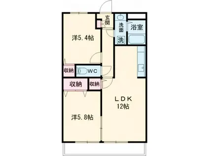 ユーミー川島(2LDK/2階)の間取り写真
