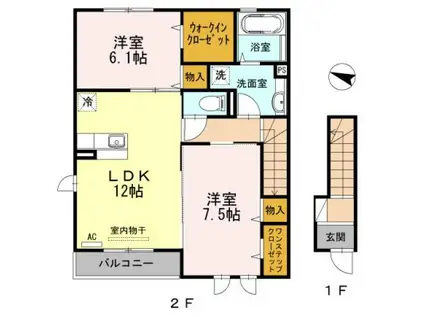 コンフォート石川(2LDK/2階)の間取り写真