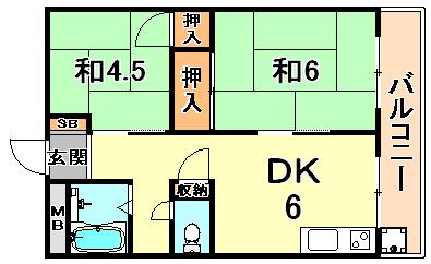 メゾン本山A・B(2DK/1階)の間取り写真