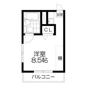 サンポート・6(1K/3階)の間取り写真