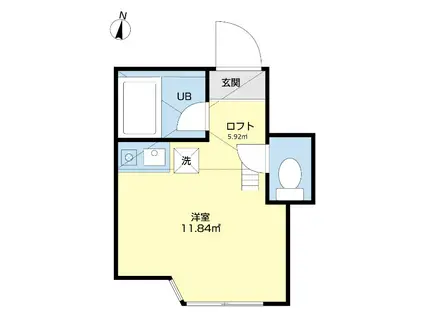 フィエルテ大師(ワンルーム/1階)の間取り写真