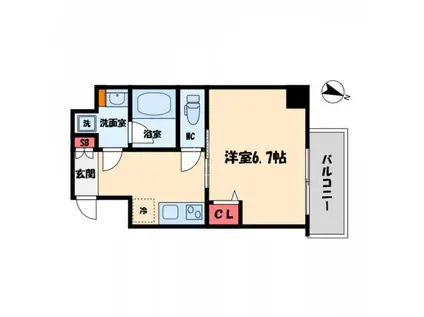 M・COURT靭公園(1K/7階)の間取り写真