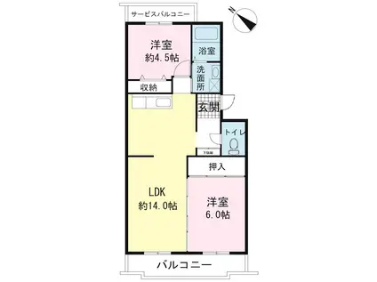 アヴニールモエ(2LDK/3階)の間取り写真