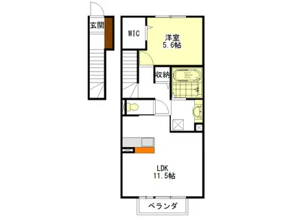 URBAN FLATS(1LDK/2階)の間取り写真