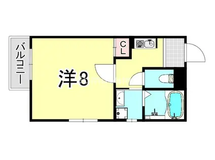 クリアエスト尼崎(1K/2階)の間取り写真